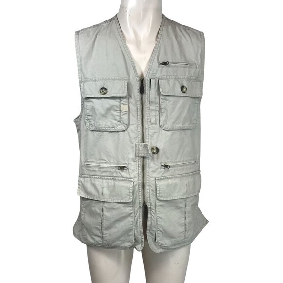 L.L. BEAN - MEN'S MEDIUM -BEIGE SAFARI TRAVEL FISHING PHOTOGRAPHY VEST - Picture 1 of 8
